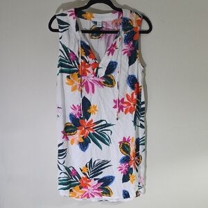 Old Navy Pink and White Mini Dress Tropical Floral